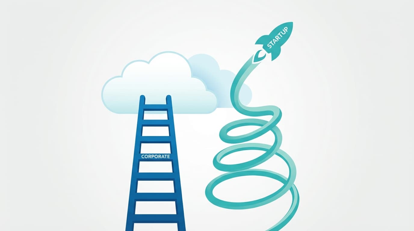 Infographic style illustration comparing career ladders