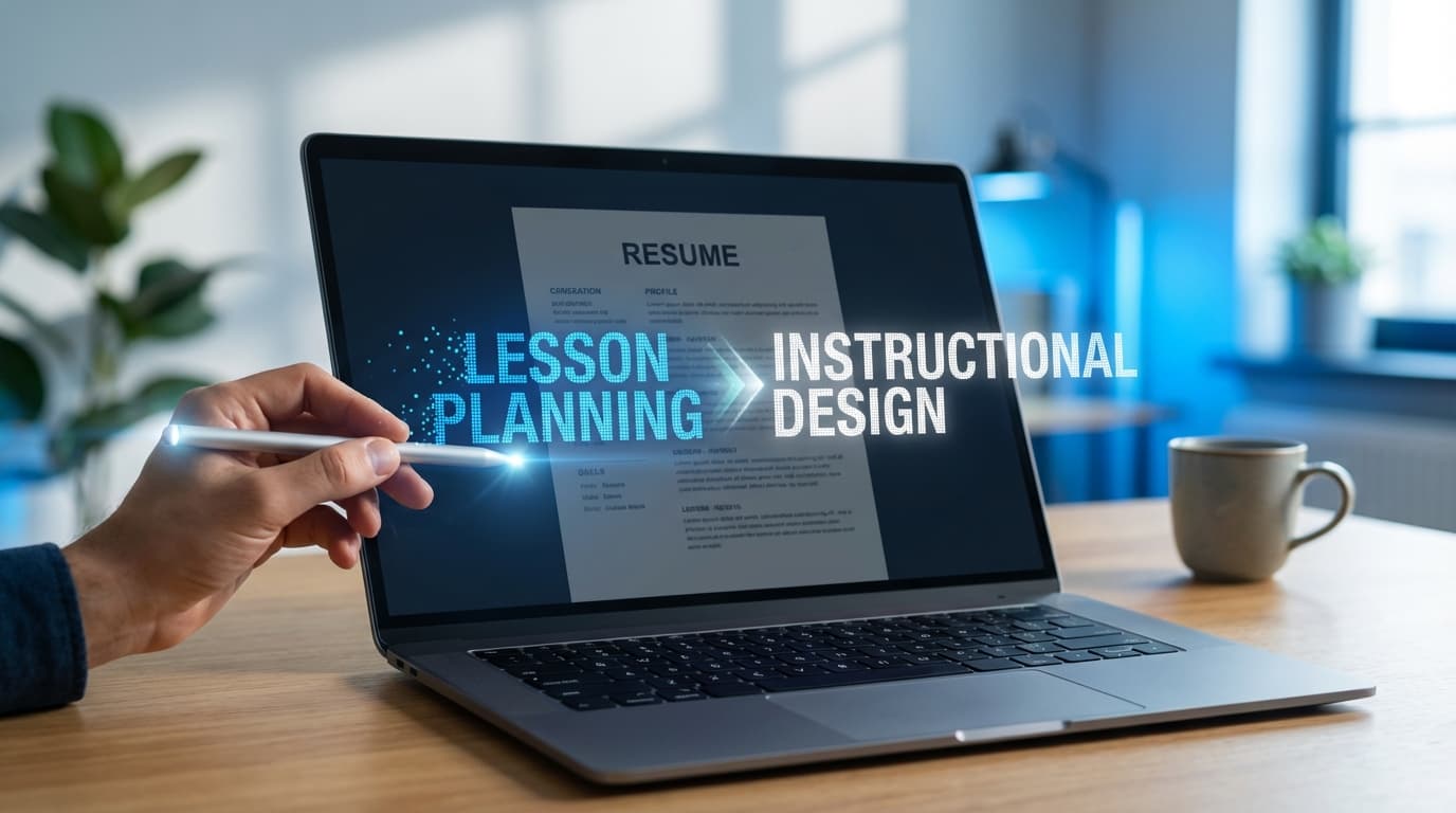 A professional resume being edited on a laptop screen with keywords highlighted