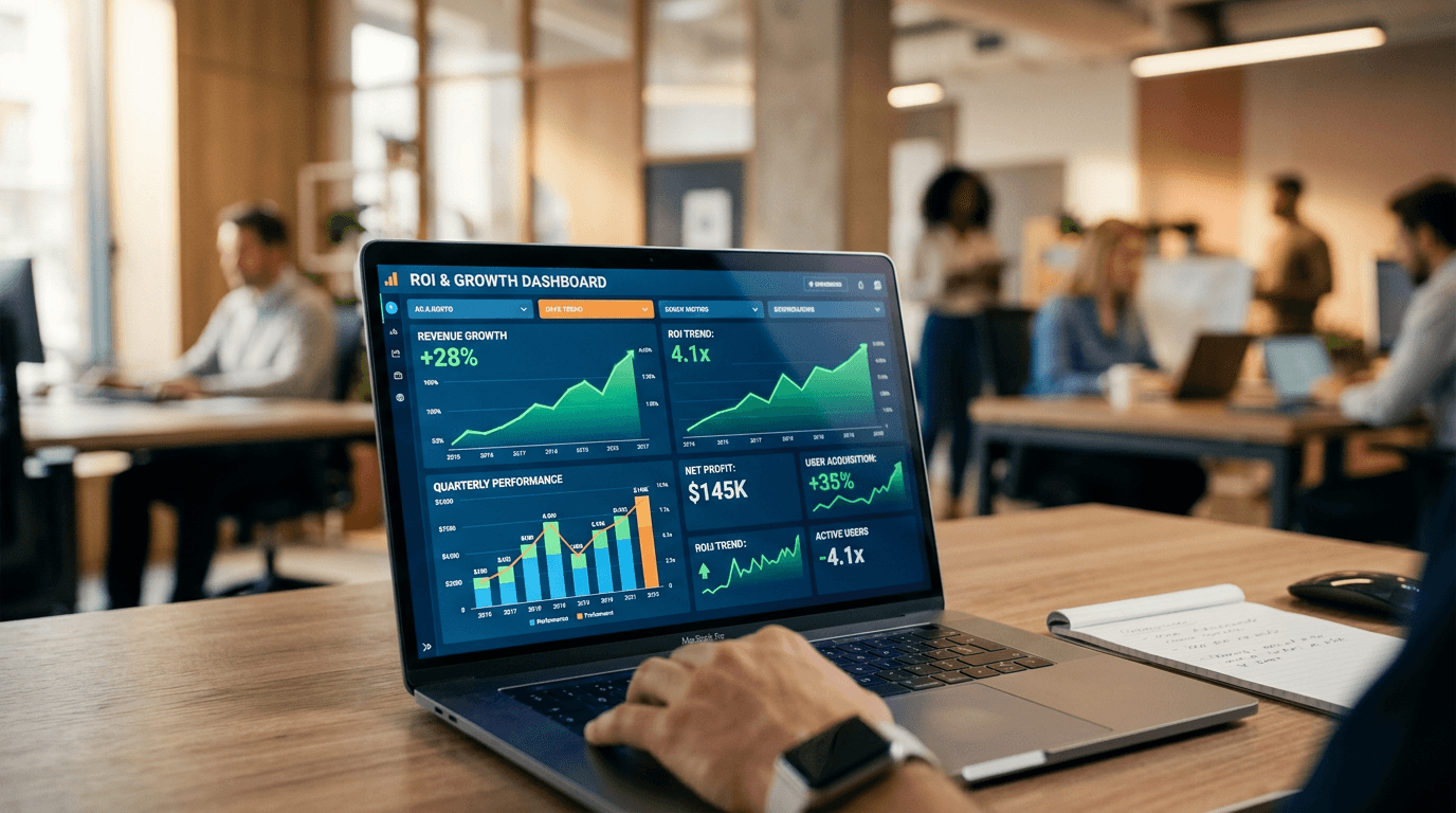 Data analytics dashboard representing measurable ROI and metrics-driven resumes